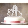 thumbnail image 1 of "Wedding Couple Cake Topper With Heart Personalized Cake Topper Color Option Available 6""-7"" Inches Wide", 1 of 1