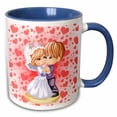 thumbnail image 1 of 3drose, Wedding Couple with Hearts, 11oz Two-tone Blue Mug, 1 of 6