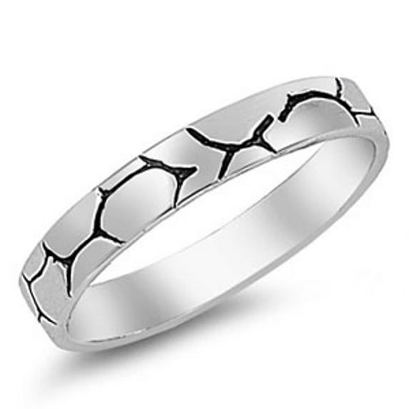 Wedding Cracked Etched Tattoo Vein Ring .925 Sterling Silver Band Jewelry Female Male Unisex Size 5