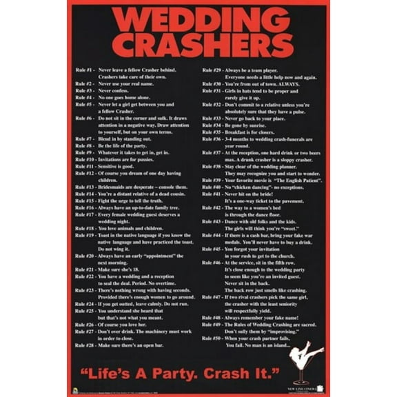Wedding Crashers 50 Rules Laminated Poster (24 x 34)
