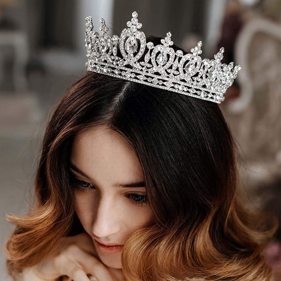 Wedding Crown Tiara Crystal Birthday Crown for Women Rhinestone Queen Crown Bridal Party Pageant Crown Wedding Hair Accessories for Brides (Silver)