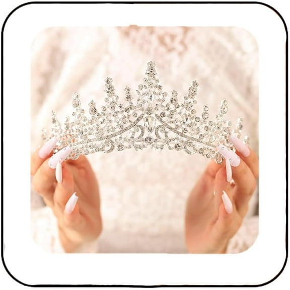 Wedding Crown and Tiara Silver Rhinestone Queen Headpiece Prom Birthday Party Tiaras Headband for Women and Girls