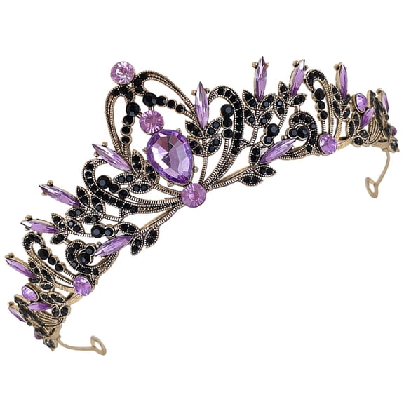 LABSERRON Bridal Tiara Purple Wedding Headpiece with Shiny Rhinestones and Durable Alloy
