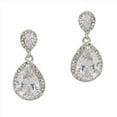 thumbnail image 1 of Wedding Cubic Zirconia Pear Shape Rhodium Plated Dangle Earrings, 1 of 1