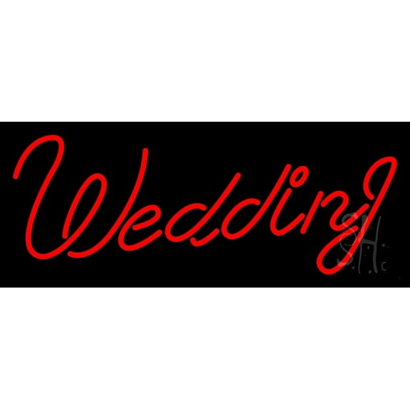 Wedding Cursive LED Neon Sign 13" Tall x 32" Wide - inches, Black Square Cut Acrylic Backing, with Dimmer - Premium built indoor Sign for Wedding Dcor.