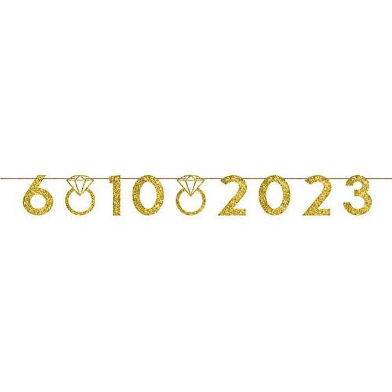 Wedding Customizable Number Banner, Gold Glitter, 38 Ct.