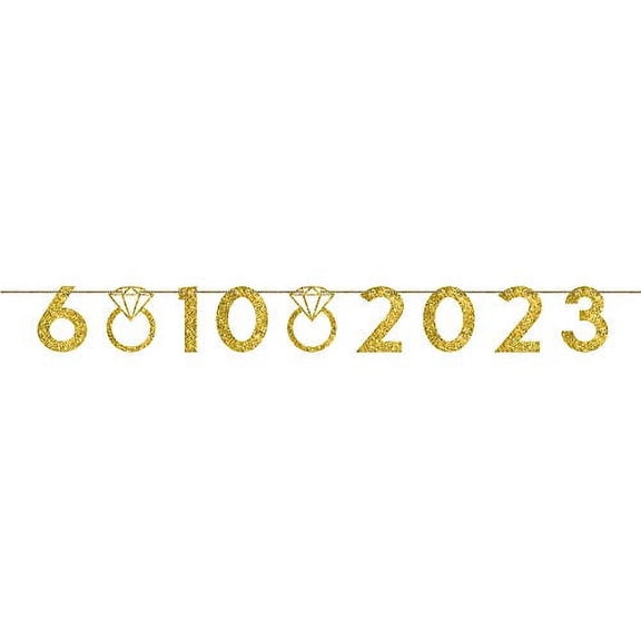 Wedding Customizable Number Banner, Gold Glitter, 38 Ct.