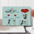 thumbnail image 1 of Wedding Cutting Board, Cartoon Couple Romantic Caricatures Getting Married Newlywed Happiness, Decorative Tempered Glass Cutting and Serving Board, Large Size, Red Mint Green Grey, by Ambesonne, 1 of 1