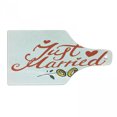 thumbnail image 1 of Wedding Cutting Board, Just Married Hand Writing in Red and Rose with Wedding Rings Celebration, Tempered Glass Cutting and Serving Board, Wine Bottle Shape, Fern Green White Red, by Ambesonne, 1 of 1