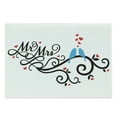 thumbnail image 1 of Wedding Cutting Board, Mr. and Mrs. Swirled Branches Hearts Love Birds Happiness Simplistic Design, Decorative Tempered Glass Cutting and Serving Board, Large Size, Red Blue Black, by Ambesonne, 1 of 1