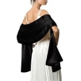 thumbnail image 1 of Wedding Dance Ball Women Satin Shawl Girls Evening Party Banquet Prom Stylish Decorative Scarf Solid Color Decor Black, 1 of 7