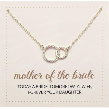 Wedding Day Mother of the Bride/Groom Gift, Minimalist Interlocking Circles Pendant Necklace Jewelry Gift for Mother