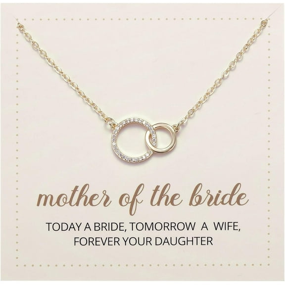 Wedding Day Mother of the Bride/Groom Gift, Minimalist Interlocking Circles Pendant Necklace Jewelry Gift for Mother