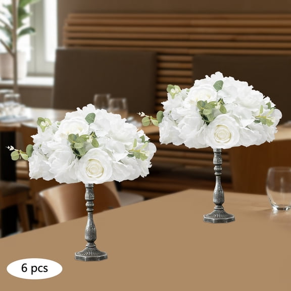 Wedding Decor 6-Pack, Silk Simulation Flower Balls 34cm, Plastic Base, No Assembly Required for Events Home