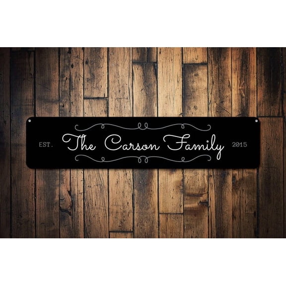 Wedding Decor Established Date Sign Family Name Sign Custom Wedding Gift Anniversary Sign - Family Signs - Size: 16 x 4 Inches