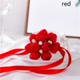 thumbnail image 1 of Wedding Decor Party Prom Bride Wedding Ribbon Hand Wrist Flower Bracelets Pearls Rose RED, 1 of 8
