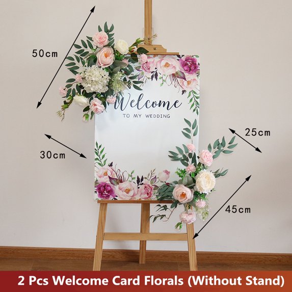 Wedding Decor Road Lead Artificial Flower Row Welcome Sign Props Simulation Peony Wedding Welcome Sign DIY Floral Decoration