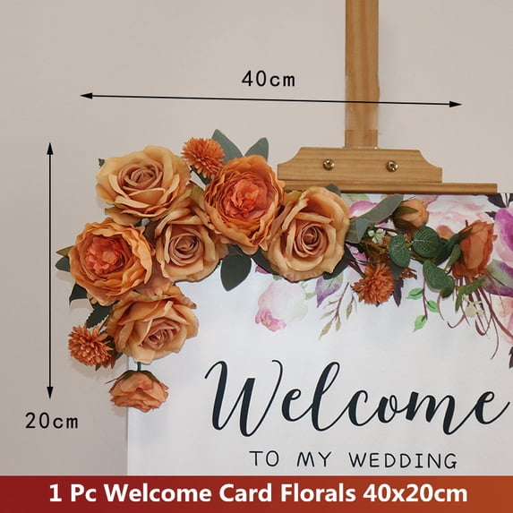 Wedding Decor Road Lead Artificial Flower Row Welcome Sign Props Simulation Peony Wedding Welcome Sign DIY Floral Decoration