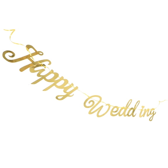 Clispeed Romantic Atmosphere Wedding Decoration Banner Golden 1 Set