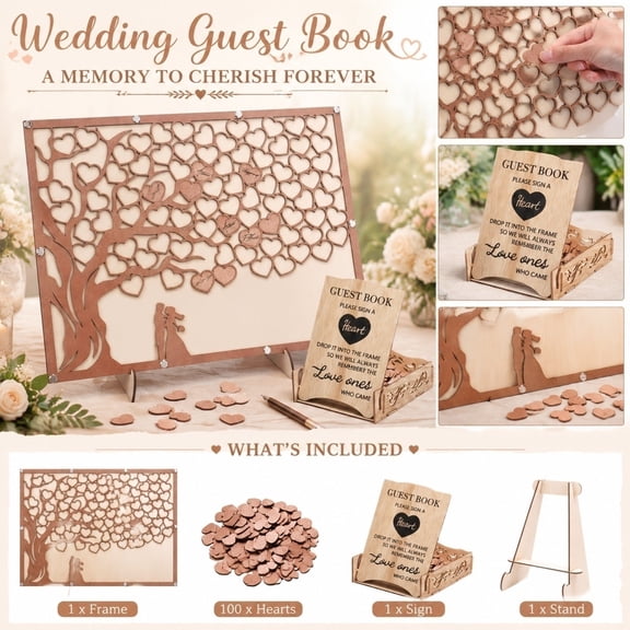 Wedding Decor, Wedding Guest Book Alternative, Rustic Wedding Decor, Guest Book Wedding Reception, Wooden Frame Drop Box with Heart Tokens, 15X11 Inch Unfinished Wooden Wedding