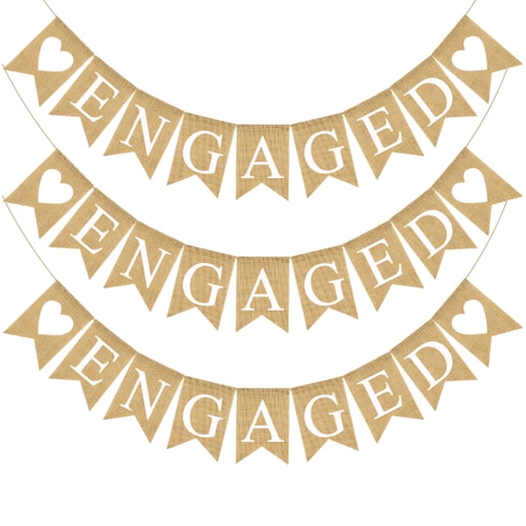 UKCOCO Congratulations Engagement Banner Love Swallowtail Flag Khaki 1Set