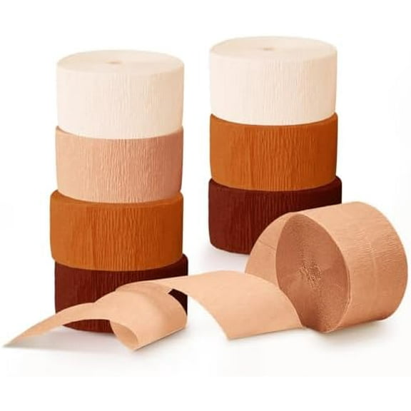 Wedding Decorations, 8 Rolls Rust Orange Brown Crepe Paper Streamers for Rustic Fall Wedding, Bridal Shower, Retro Party, Spring, Summer Decor, Birthday, 82 Ft Long