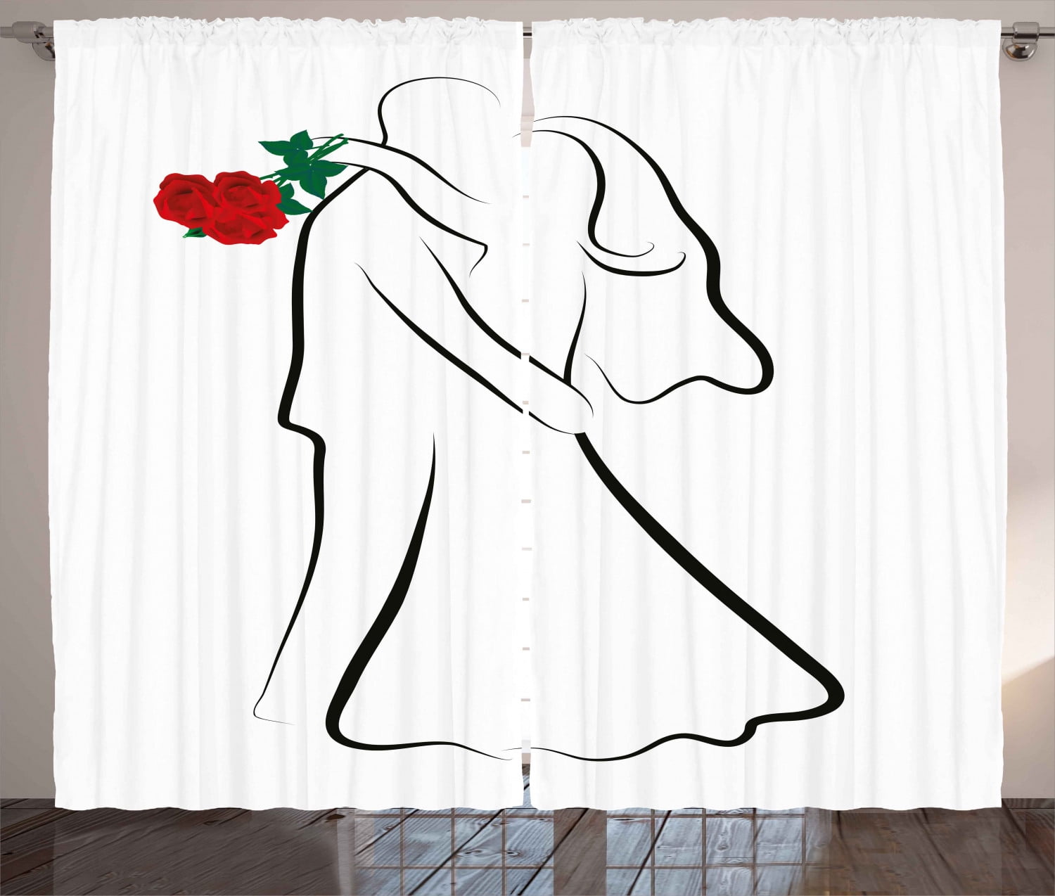 Wedding Decorations Curtains 2 Panels Set, Classical Simple Silhouette