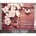 thumbnail image 1 of Ambesonne Rustic Curtains 2 Panel Set, Flowers Rings Wooden, 108" x 90", Brown and White, 1 of 2