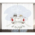 thumbnail image 1 of Ambesonne White Curtains 2 Panel Set, Retro Married Couple Car, 108" x 90", Grey Red White, 1 of 2