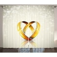 thumbnail image 1 of Ambesonne Wedding Curtains 2 Panel Set, Pair of Rings Marriage, 108" x 84", Yellow Orange Eggshell, 1 of 2