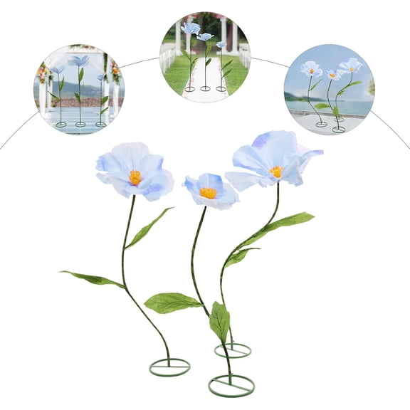 Wedding Decorations for Reception, 5.9FT Large Artificial Flower Decoration, Giant Flowers for Decoration Birthday Party Banquet Background 3 Pcs/Set (Blue)