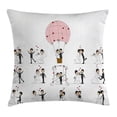 thumbnail image 1 of Wedding Decorations Throw Pillow Cushion Cover, Bride and Groom Wedding Pictures in Comic Book Style Honeymoon, Decorative Square Accent Pillow Case, 20 X 20 Inches, White Black Pink, by Ambesonne, 1 of 2