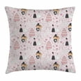 thumbnail image 1 of Wedding Decorations Throw Pillow Cushion Cover, Hand Drawn Pattern of Couple Getting Married Cakes Flowers Drinks, Decorative Square Accent Pillow Case, 24 X 24 Inches, Pink White Black, by Ambesonne, 1 of 2