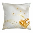 thumbnail image 1 of Wedding Decorations Throw Pillow Cushion Cover, Wedding Rings Entangled in Shape of Heart 3D Style Romantic Design, Decorative Square Accent Pillow Case, 18 X 18 Inches, Marigold White, by Ambesonne, 1 of 2