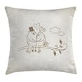 thumbnail image 1 of Wedding Decorations Throw Pillow Cushion Cover, Romantic Hand Drawing of a Two Birds on Branch In Love Husband Wife, Decorative Square Accent Pillow Case, 20 X 20 Inches, Silver White, by Ambesonne, 1 of 2