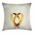 thumbnail image 1 of Wedding Decorations Throw Pillow Cushion Cover, Two Big Rings on Vibrant Abstract Background Marriage Engagement Jewel, Decorative Square Accent Pillow Case, 20 X 20 Inches, Silver Gold, by Ambesonne, 1 of 2