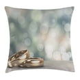 thumbnail image 1 of Wedding Decorations Throw Pillow Cushion Cover, Two Wedding Engagement Rings on Bokeh Abstract Background, Decorative Square Accent Pillow Case, 18 X 18 Inches, Gold Pale Green Blue, by Ambesonne, 1 of 2