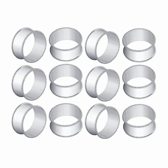 Wedding Dinner Table 12-Pack Metal Napkin Rings, Silver