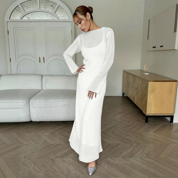 Wedding Dress 2 PC Women's Knitted Lace Long Skirt Suit Soft Cardigan Cover Up Set Elegant Outfit Casual Party Dress Boho Style