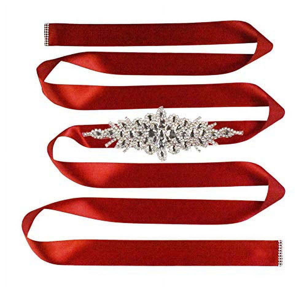 Rose Gold Bridal Sash Applique w/ Matching Beads Surrounding Crystal  Rhinestones