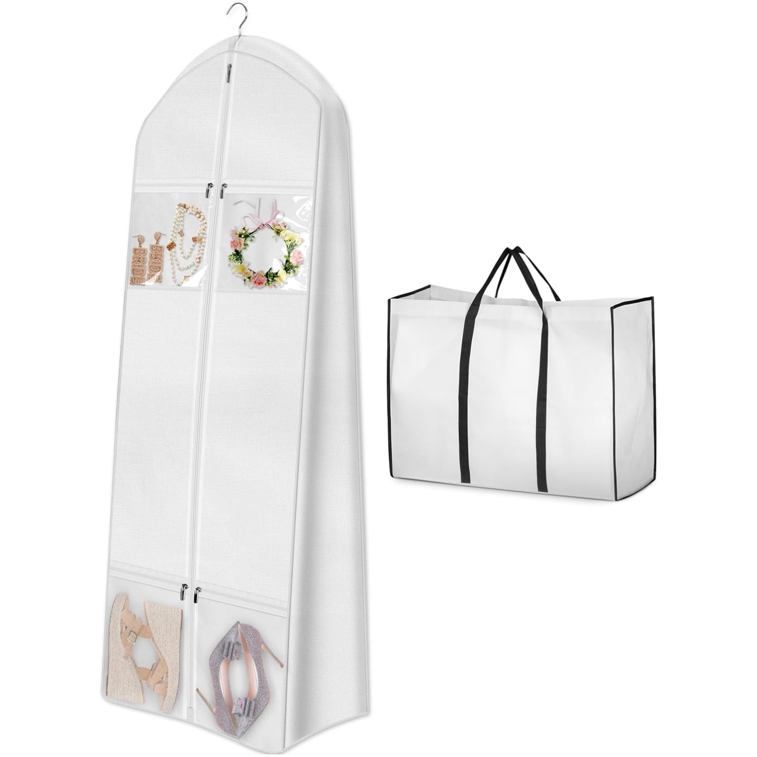Wedding Dress Garment Bag,70 in Bridal Gown Dress Storage Bag with Tote Bag,4 Pockets Travel Garment Storage Bag for Prom,Evening Gowns,Hanging ... Wedding Dress Garment Bag,70 in Bridal Gown Dress Storage Bag with Tote Bag,4 Pockets Travel Garment Storage Bag for Prom,Evening Gowns,Hanging ...