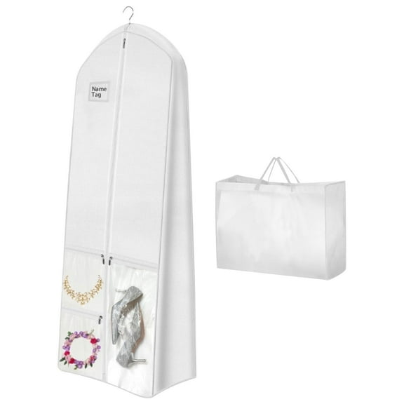 Wedding Dress Garment Bag, Wedding Dress Garment Bag with Matching Tote for Gowns Long with Gusset for Puffy Bridal Gowns Cover