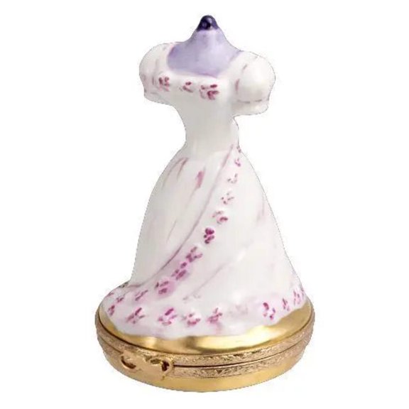 Elegant Wedding Dress Keepsake Limoges Box Porcelain Figurine
