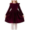 thumbnail image 1 of Wedding Dress Plus Size Kids Toddler Dress Baby Girls Fall Dresses Ruffle Long Sleeve Bowknot Casual Winter Dress for Girl, 1 of 7