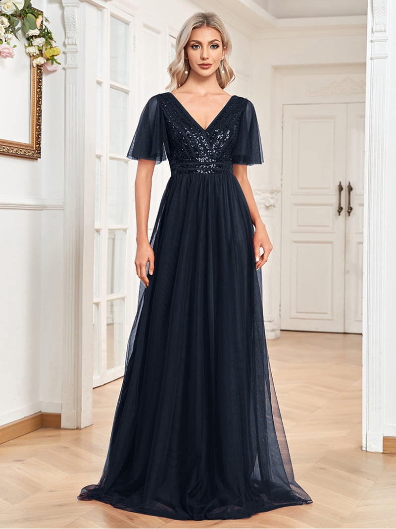 Wedding Dress Wedding Guest Dresses for Women Veil Bridesmaid Dress Double V-neck Long Skirt Flared Sleeve A-line Spangled Dress Women's Evening Dress - Walmart.com Wedding Dress Wedding Guest Dresses for Women Veil Bridesmaid Dress Double V-neck Long Skirt Flared Sleeve A-line Spangled Dress Women's Evening Dress - Walmart.com