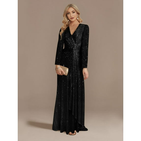 Wedding Dress Wedding Guest Dresses for Women Long-Sleeved V-Neck Fishtail Banquet Dress Women's Evening Dress Party Dress