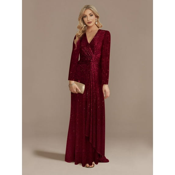 Wedding Dress Wedding Guest Dresses for Women Long-Sleeved V-Neck Fishtail Banquet Dress Women's Evening Dress Party Dress