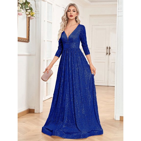 Wedding Dress Wedding Guest Dresses for Women Spangled Capri Sleeveless Dress V-neck High Waist Shining Bridesmaid Spandex Dress Party Dress