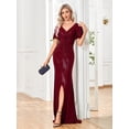 thumbnail image 1 of Wedding Dress Wedding Guest Dresses for Women V-neck Short-Sleeved Slit Navy Evening Dress Sexful Party Bridesmaid Dress Colorful, 1 of 9