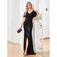 thumbnail image 1 of Wedding Dress Wedding Guest Dresses for Women V-neck Short-Sleeved Slit Navy Evening Dress Sexful Party Bridesmaid Dress Colorful, 1 of 8